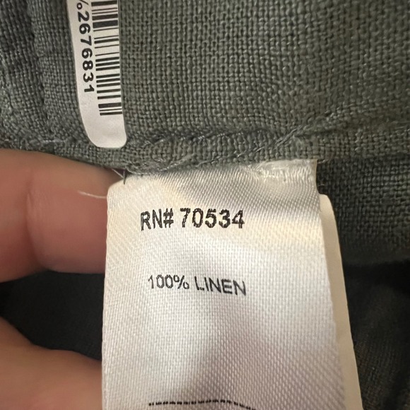 Orvis Womens Linen Wide Leg Pants Size M Pull On Olive Green Casual Trousers - Picture 8 of 8